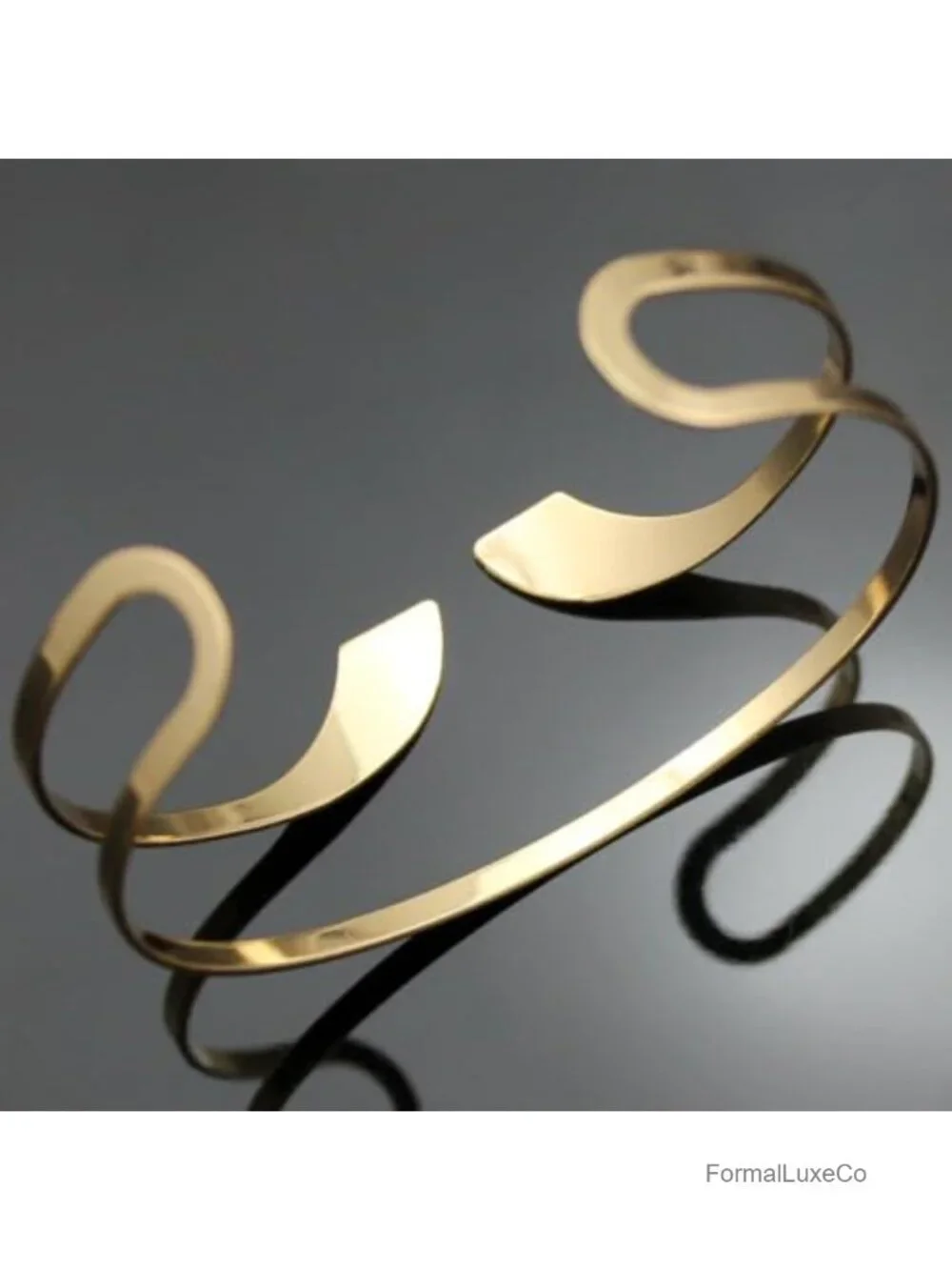 Egyptian Snake Arm Cuff Bracelet - Adjustable Open Cuff, Zinc Metal Gold Tone